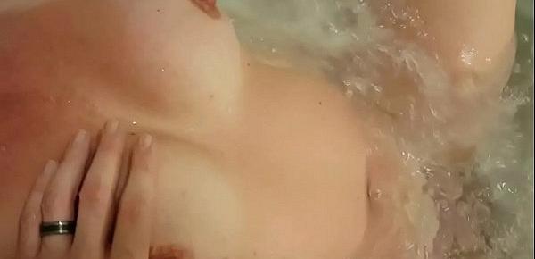  Wife orgasms from jacuzzi jet and nipple play